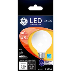 Ge - Led Soft White 40 W Frosted Globe Bulb