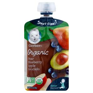 Gerber - Organic Pouch Pear Blbry Apl Avoc