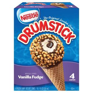 Drumstick - Vanilla Fudge Ice Cream Cone 4ct